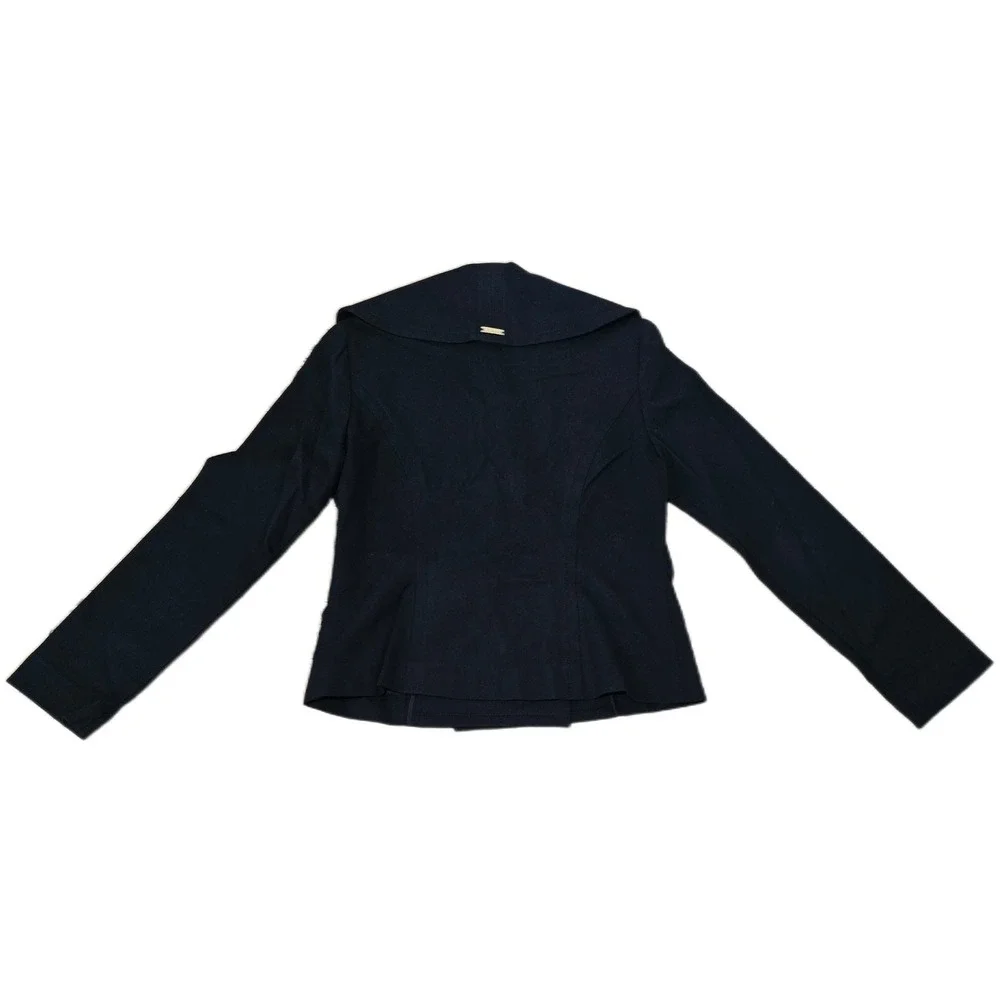 St. John Sport Womens Black Double Breasted Wide Collar Jacket Gold Buttons S